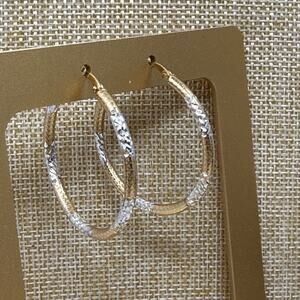 JCM 925 Sterling Silver Vermeil Diamond Cut Hoop Earrings Jacmel Jewelry 4g